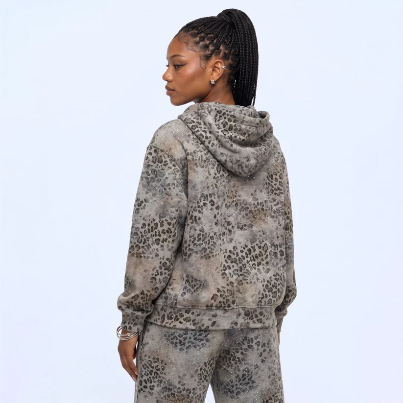 Leopard Rhinestone Hoodie