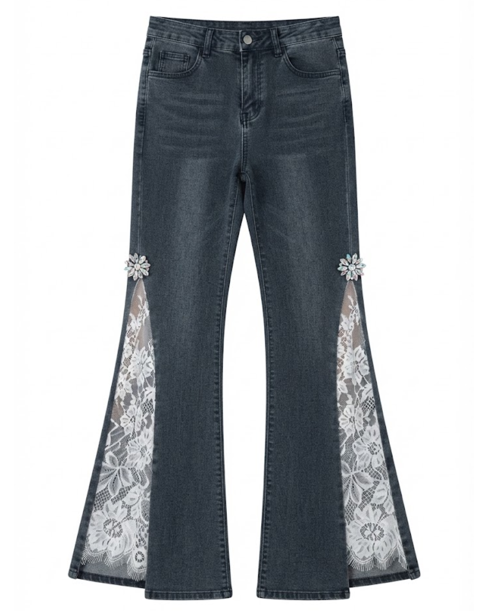 Lace Slit Jeans
