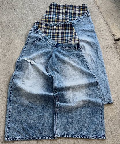 Plaid Peek Jeans